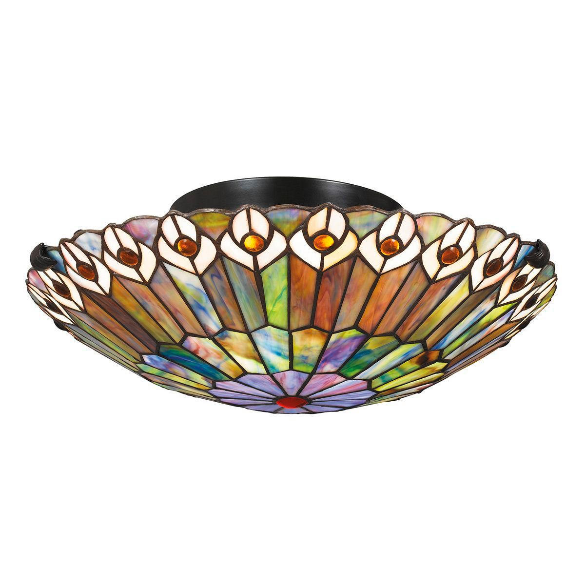 DECKENLEUCHTE  13,5/42,0 cm    - Dunkelbraun/Multicolor, Konventionell, Glas/Metall (13,5/42,0cm) - Elstead Lighting