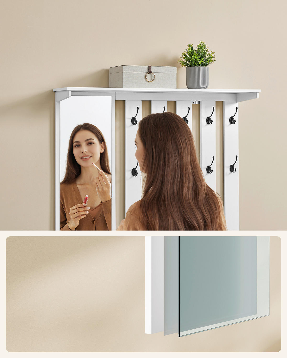GARDEROBE  in 102/132,5/35,5 cm  - Weiß, Trend, Glas/Holzwerkstoff (102/132,5/35,5cm) - Boxxx