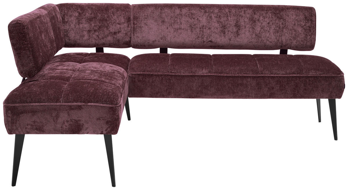 ECKBANK 162/212 cm Webstoff Bordeaux Metall   - Bordeaux/Schwarz, MODERN, Textil/Metall (162/212cm) - Welnova