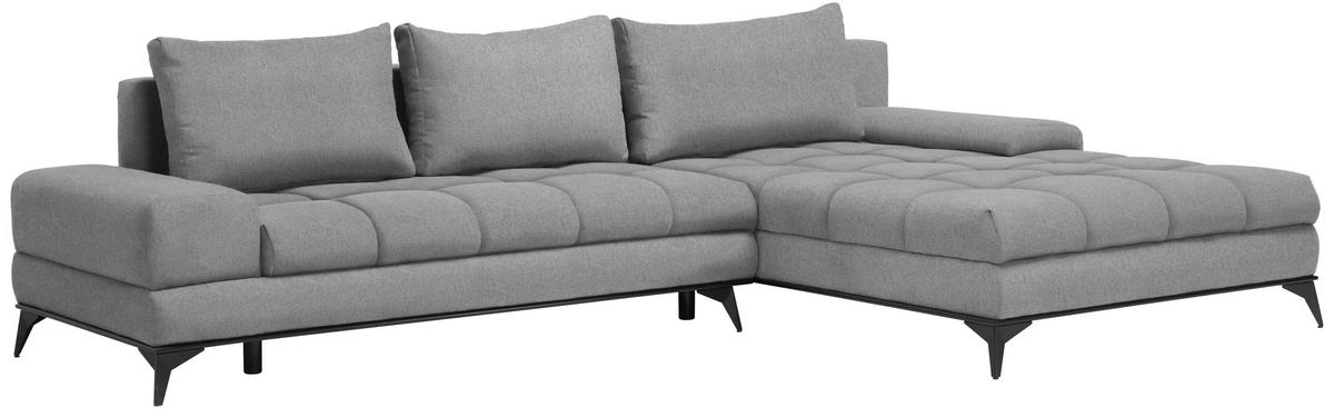 ECKSOFA Grau Webstoff  - Schwarz/Grau, Design, Textil/Metall (315/212cm) - Carryhome