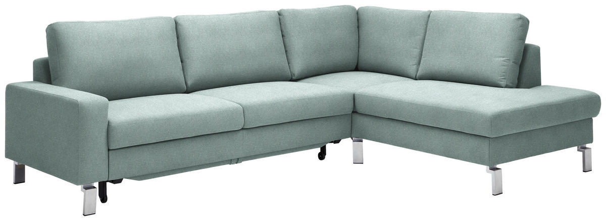 ECKSOFA in Flachgewebe Blaugrau  - Chromfarben/Blaugrau, Design, Textil/Metall (276/200cm) - Hom`in