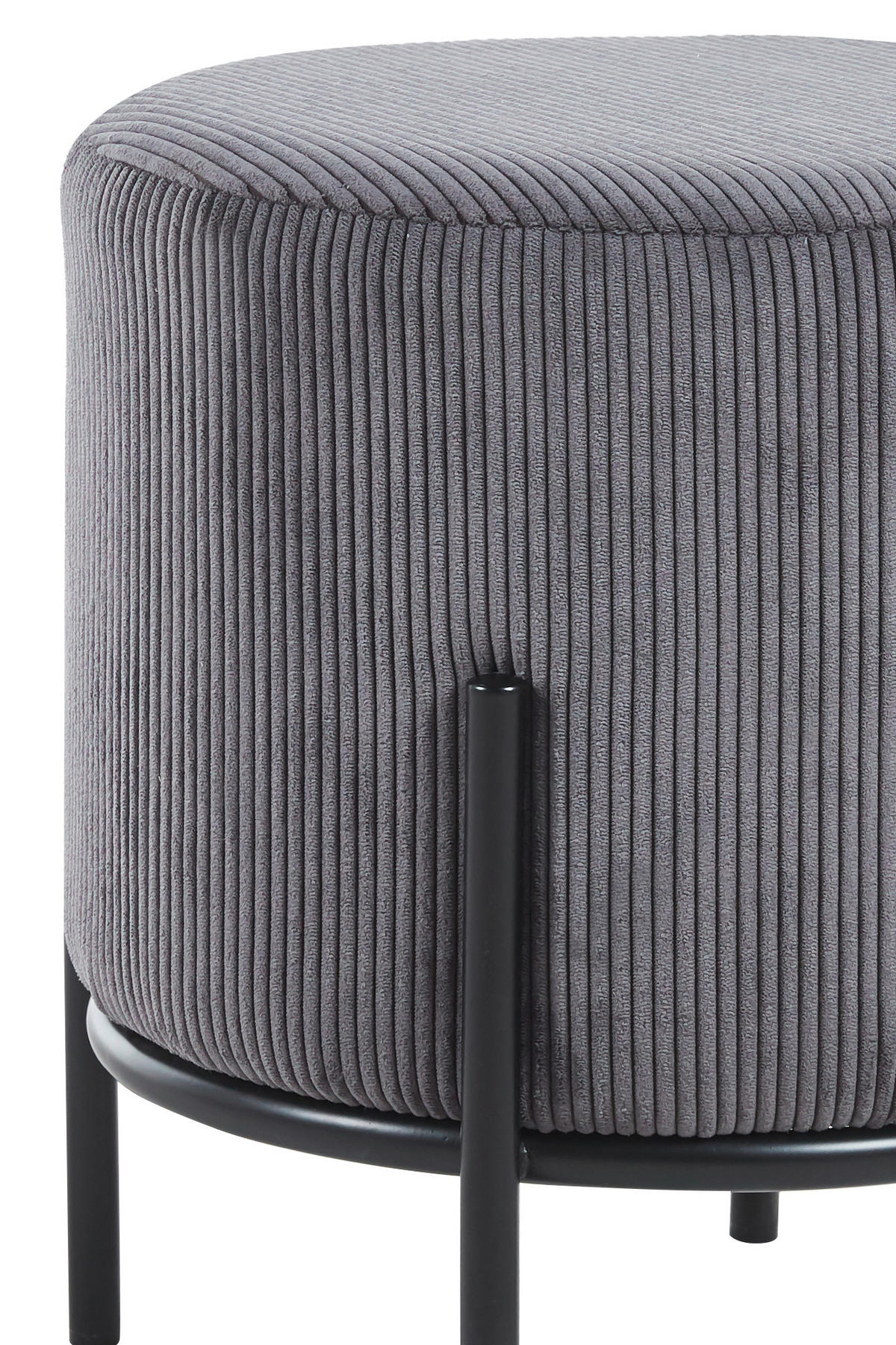 HOCKER Cord Grau, Schwarz  - Schwarz/Grau, MODERN, Textil/Metall (35/38/35cm) - Livetastic