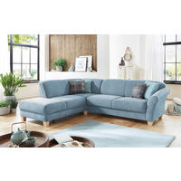 ECKSOFA Hellblau Flachgewebe Bettkasten, Sitztiefenverstellung  - Naturfarben/Hellblau, KONVENTIONELL, Holz/Textil (212/257cm) - Sit & More