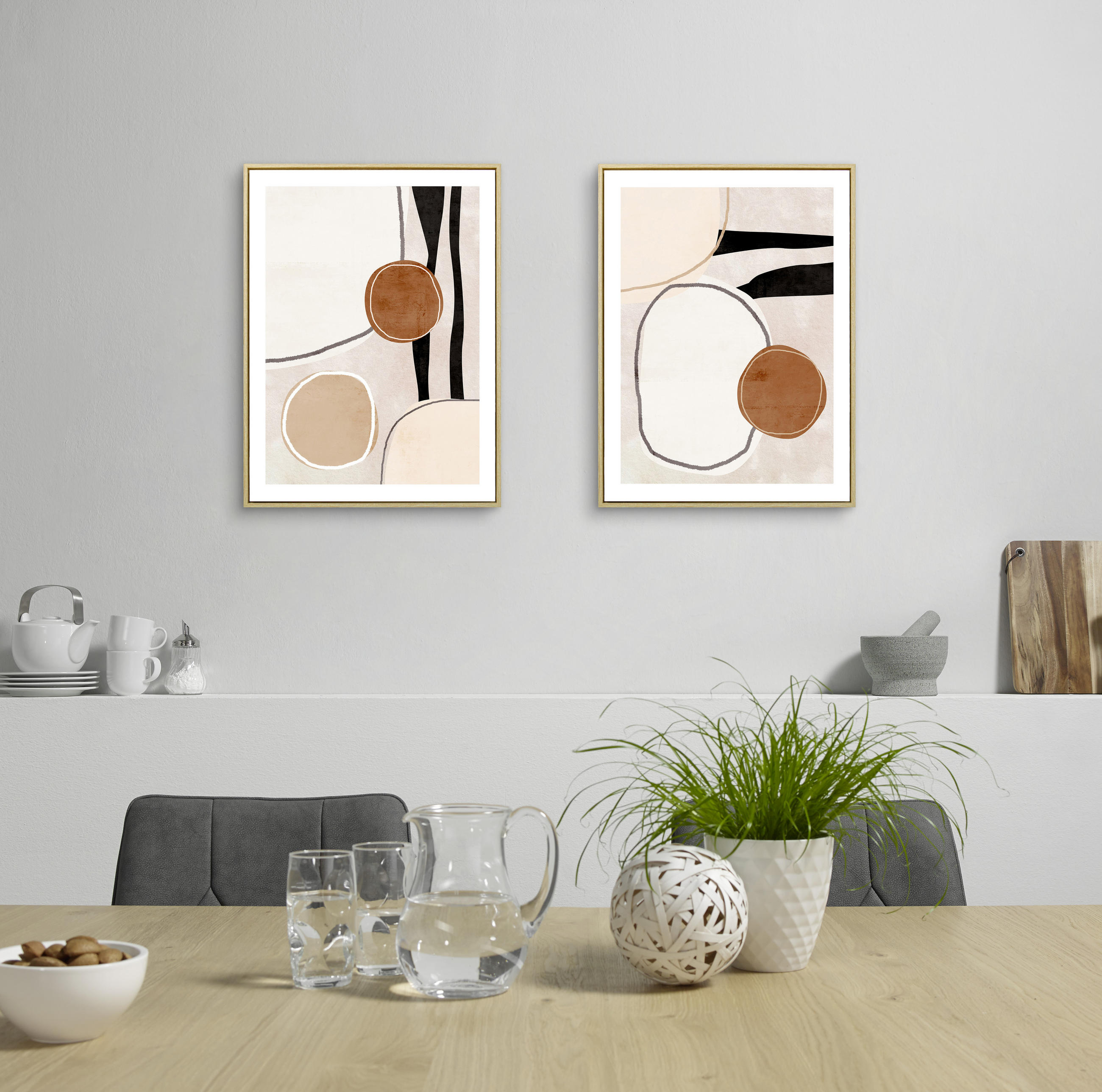 KUNSTDRUCK Abstraktes 45/60 cm  - Hellbraun/Schwarz, Trend, Holzwerkstoff/Kunststoff (45/60cm) - Monee