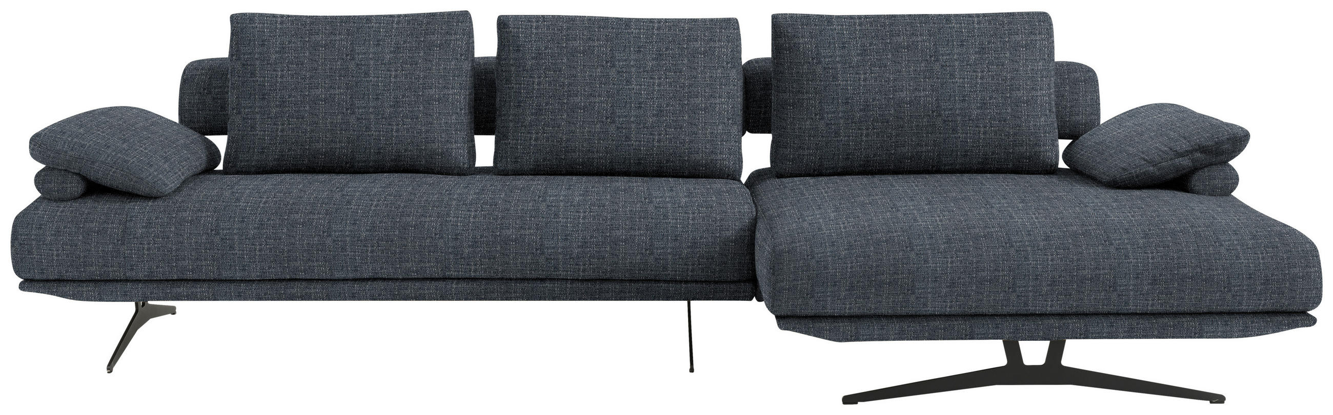ECKSOFA in Chenille Dunkelblau  - Schwarz/Dunkelblau, Design, Textil/Metall (334/168cm) - Dieter Knoll