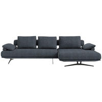 ECKSOFA in Chenille Dunkelblau  - Schwarz/Dunkelblau, Design, Textil/Metall (334/168cm) - Dieter Knoll