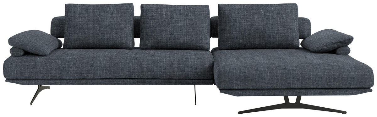 ECKSOFA in Chenille Dunkelblau  - Schwarz/Dunkelblau, Design, Textil/Metall (334/168cm) - Dieter Knoll