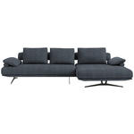 ECKSOFA in Chenille Dunkelblau  - Schwarz/Dunkelblau, Design, Textil/Metall (334/168cm) - Dieter Knoll