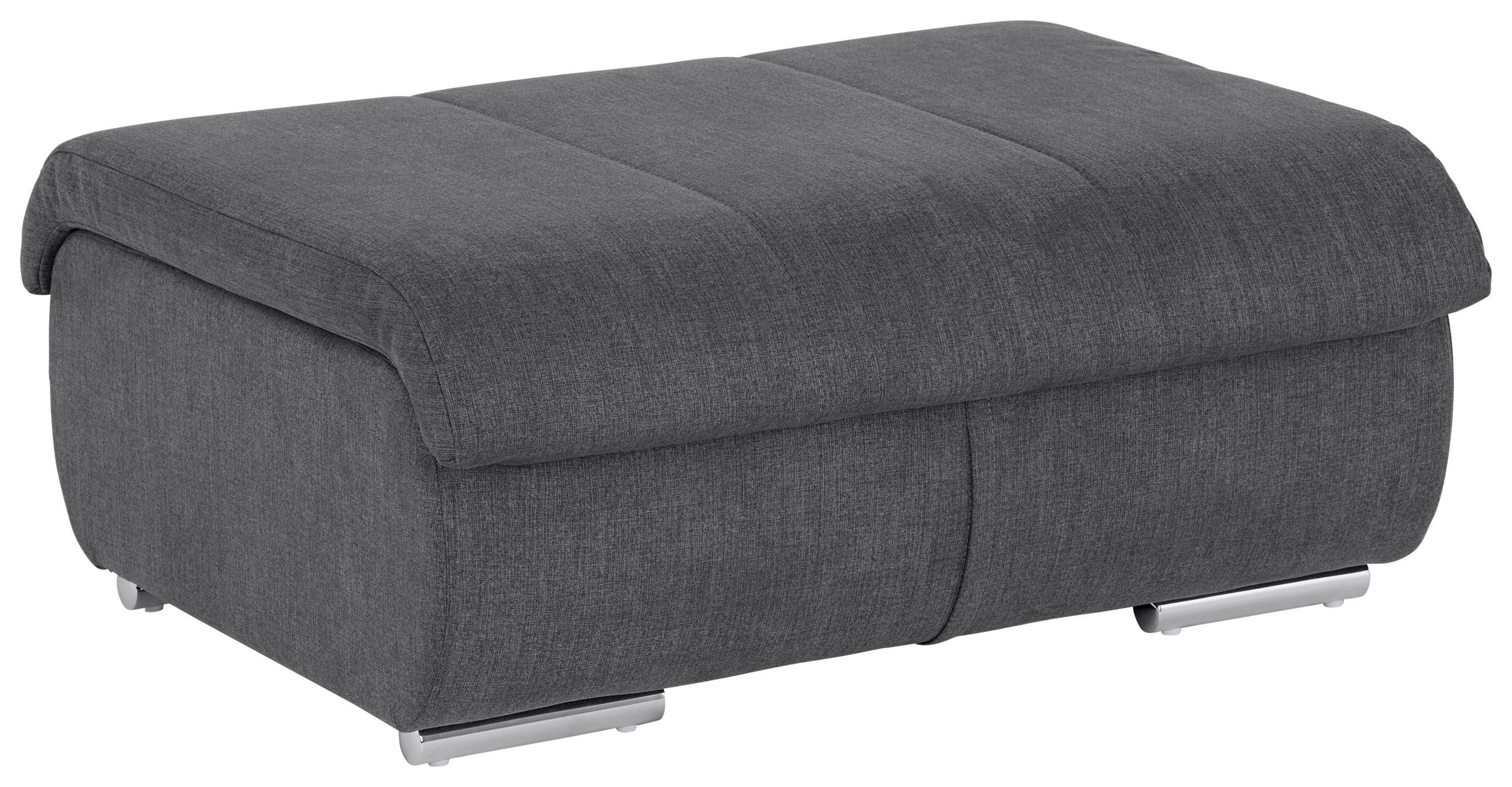HOCKER in Textil Dunkelgrau  - Chromfarben/Dunkelgrau, Modern, Textil/Metall (100/43cm) - MID.YOU
