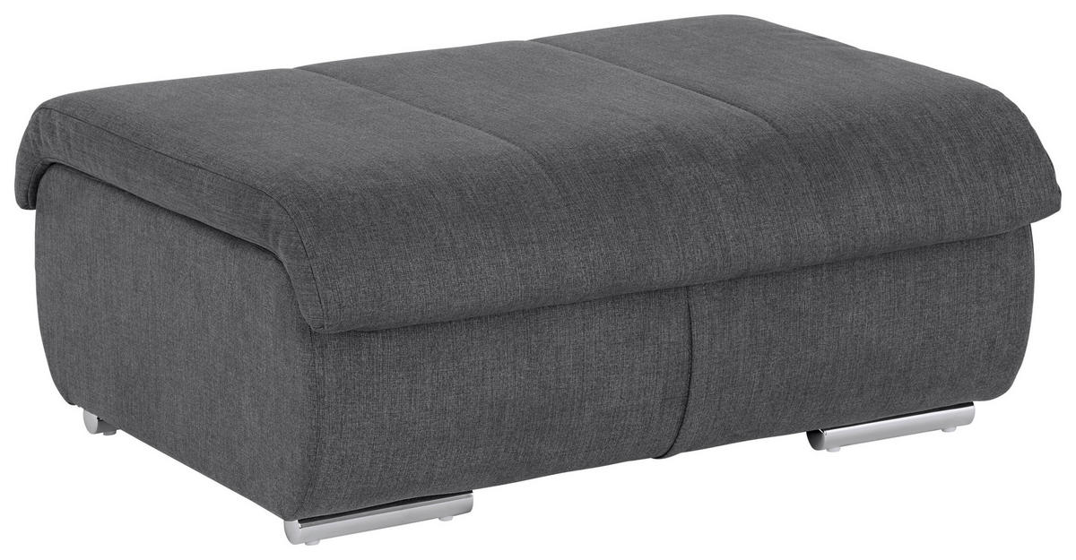 HOCKER Mikrofaser Dunkelgrau  - Chromfarben/Dunkelgrau, MODERN, Textil/Metall (100/43cm) - MID.YOU