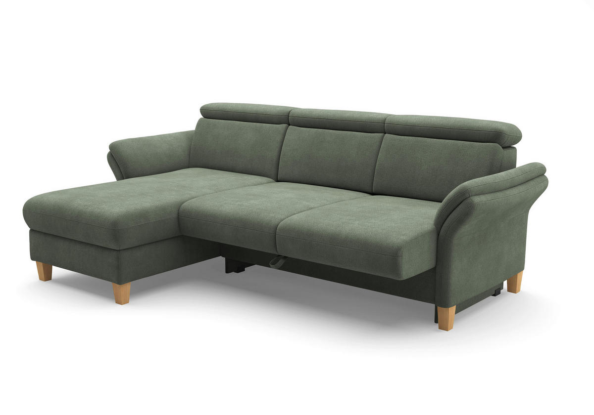 ECKSOFA GLENDALE E Dunkelgrün Flachgewebe  - Dunkelgrün/Eichefarben, KONVENTIONELL, Holz/Textil (166/253cm) - Sit & More