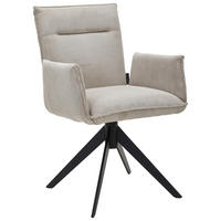 ARMLEHNSTUHL  in Eisen Cord  - Ecru/Schwarz, Design, Textil/Metall (59/87/62cm) - Johann Jakob