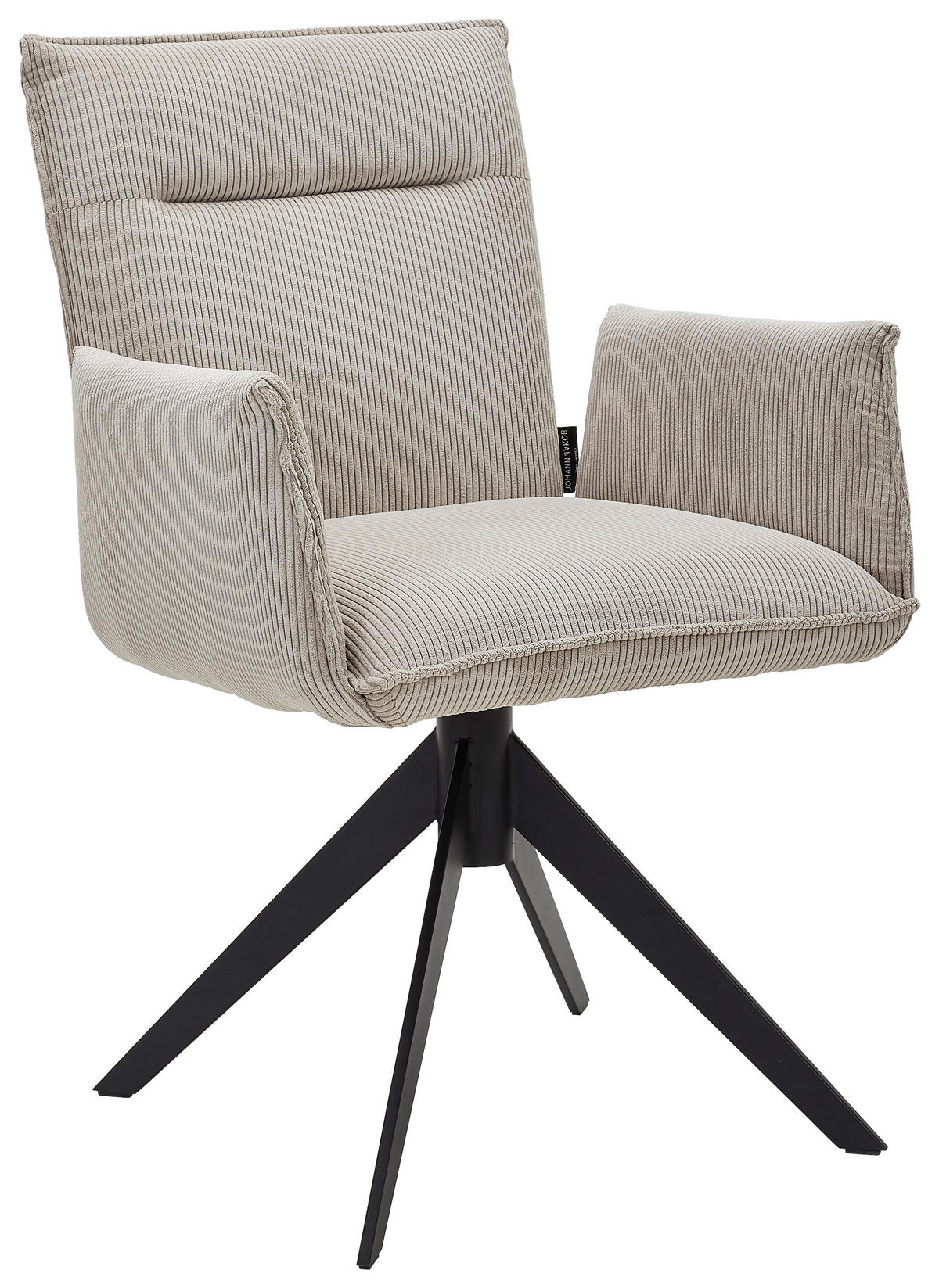 ARMLEHNSTUHL  in Eisen Cord  - Ecru/Schwarz, Design, Textil/Metall (59/87/62cm) - Johann Jakob