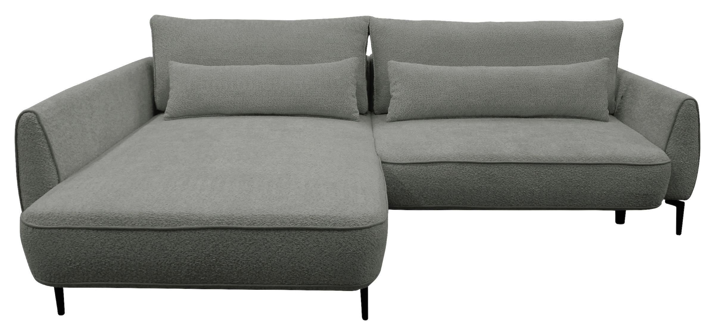 ECKSOFA in Bouclé Grau  - Creme/Schwarz, Design, Textil/Metall (204/273cm) - MID.YOU