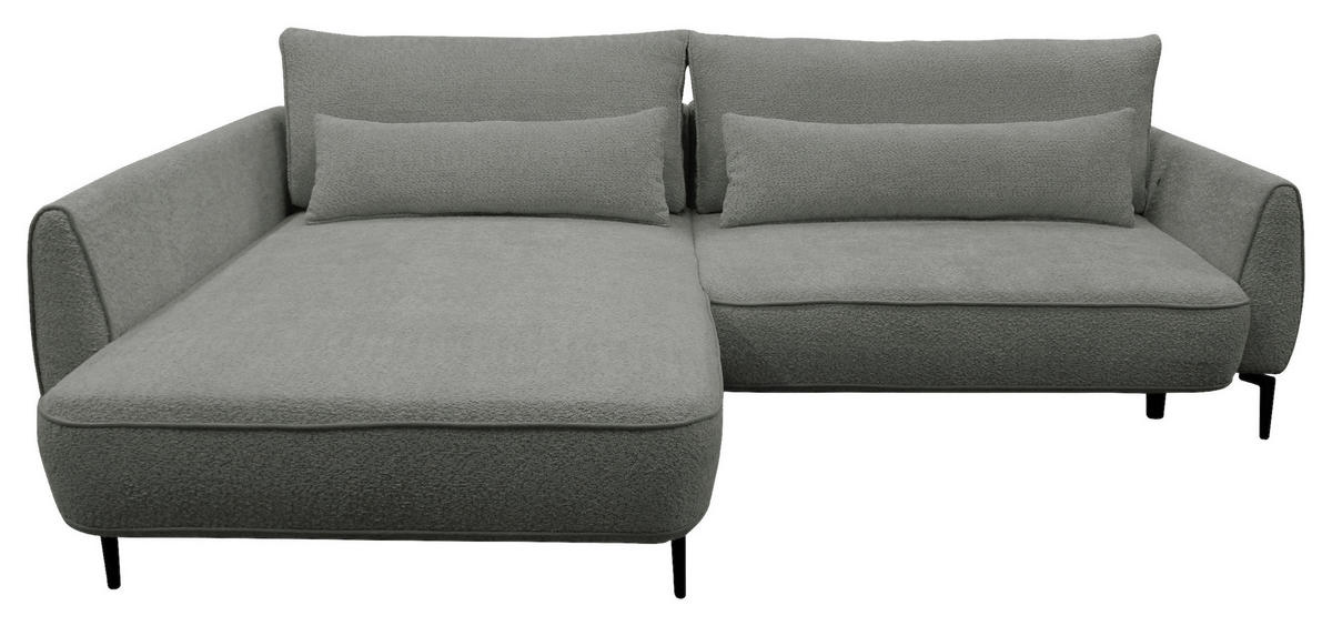ECKSOFA in Bouclé Grau  - Creme/Schwarz, Design, Textil/Metall (204/273cm) - MID.YOU