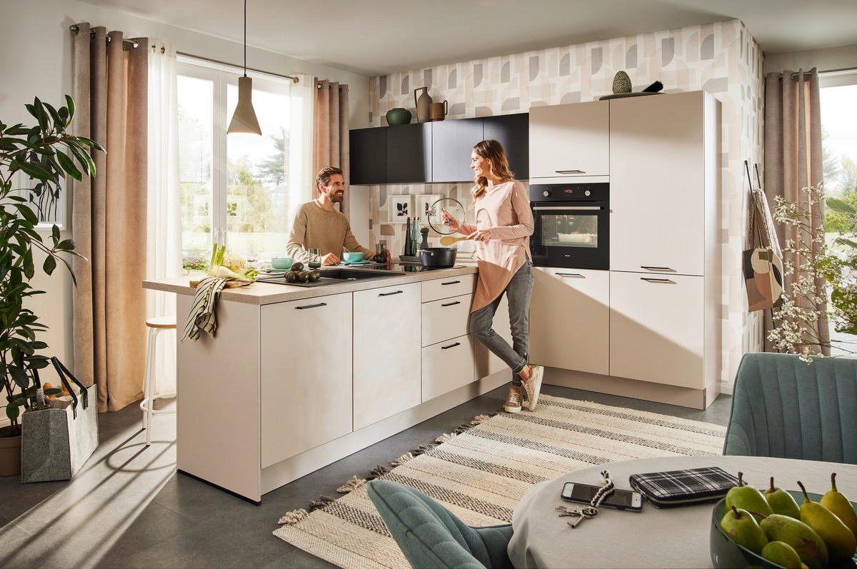 EINBAUKÜCHE TOP SOFT  - Kaschmir/Eichefarben, Design, Holzwerkstoff - Moderano