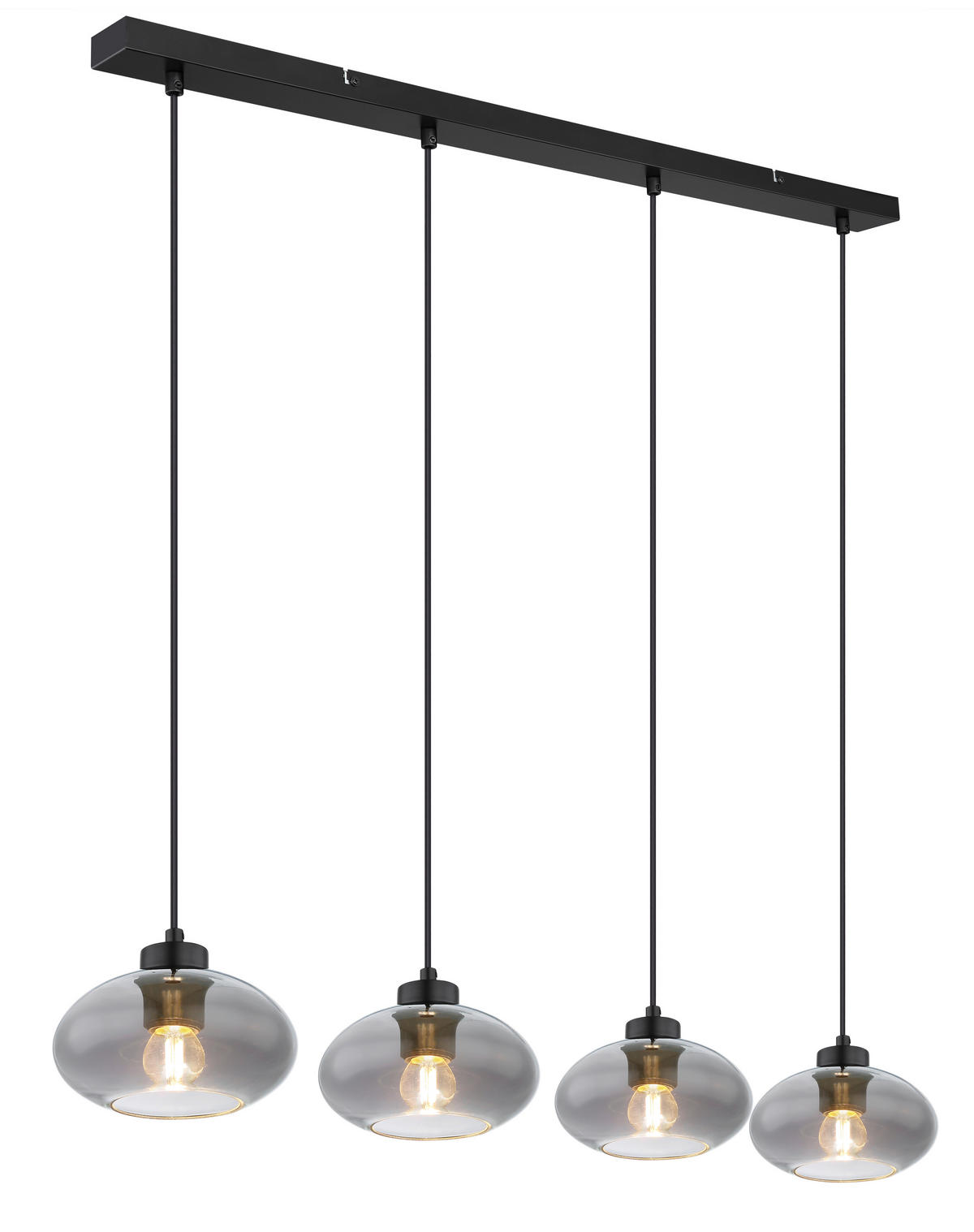 HÄNGELEUCHTE 96/18/120 cm  - Schwarz/Grau, Basics, Glas/Kunststoff (96/18/120cm) - Globo