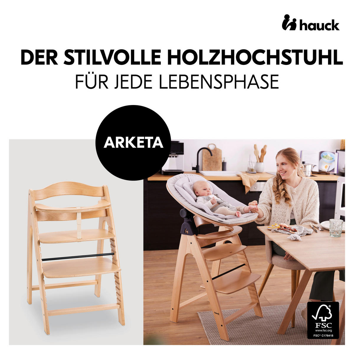 HOCHSTUHL Arketa Beech  - Buchefarben, Basics, Holz (48/79/54cm) - Hauck