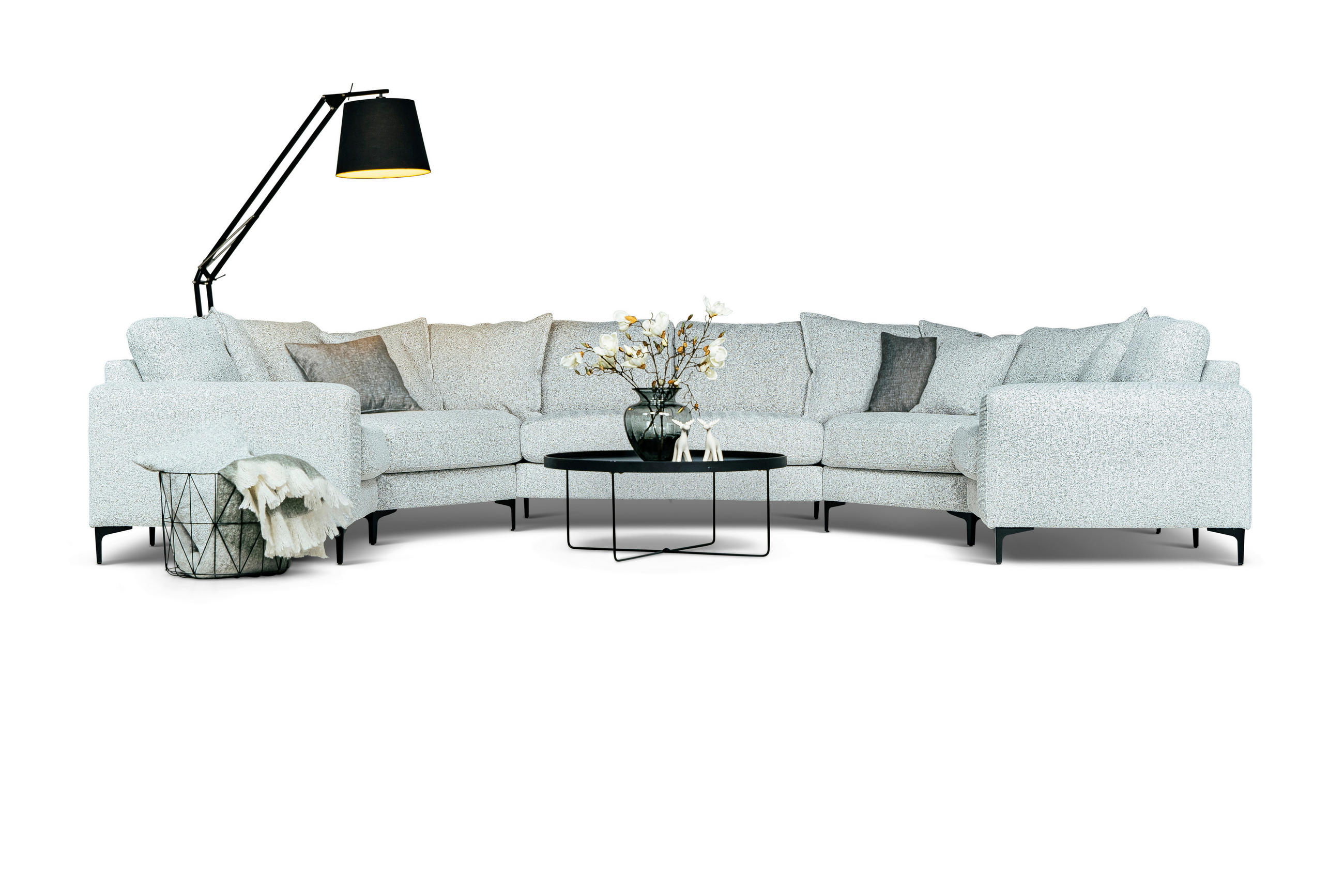 SOFFA i ljusgrå  - aluminiumfärg/ljusgrå, Klassisk, metall/trä (402/87/250cm) - Novel