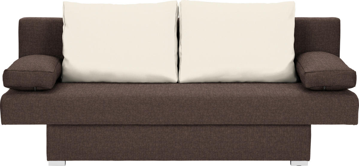 ROZKLÁDACÍ POHOVKA, textil, hnědá, přírodní barvy - přírodní barvy/barvy hliníku, Basics, textil/plast (190/74-86/80cm) - Carryhome