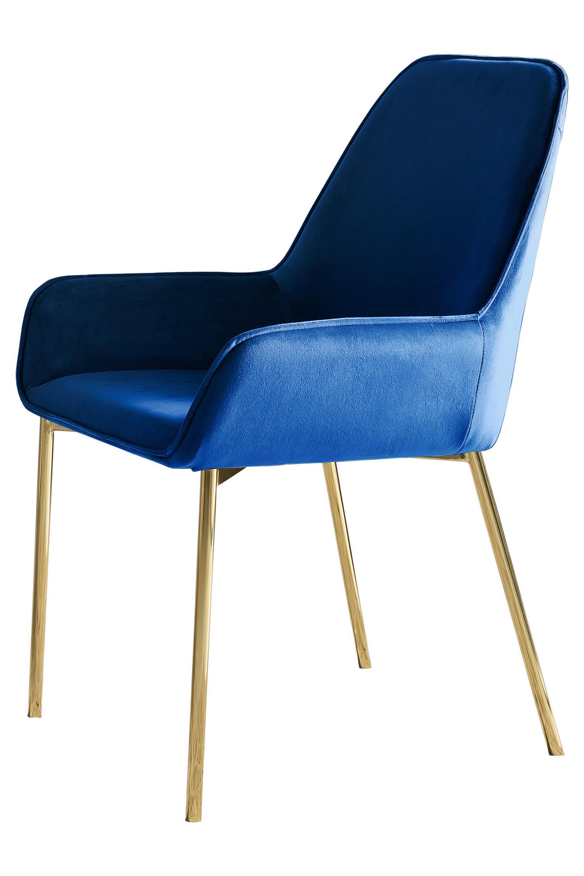 ARMLEHNSTUHL-SET 2 Stück  in Samt  - Blau/Goldfarben, MODERN, Textil/Metall (58/89/58cm) - Livetastic