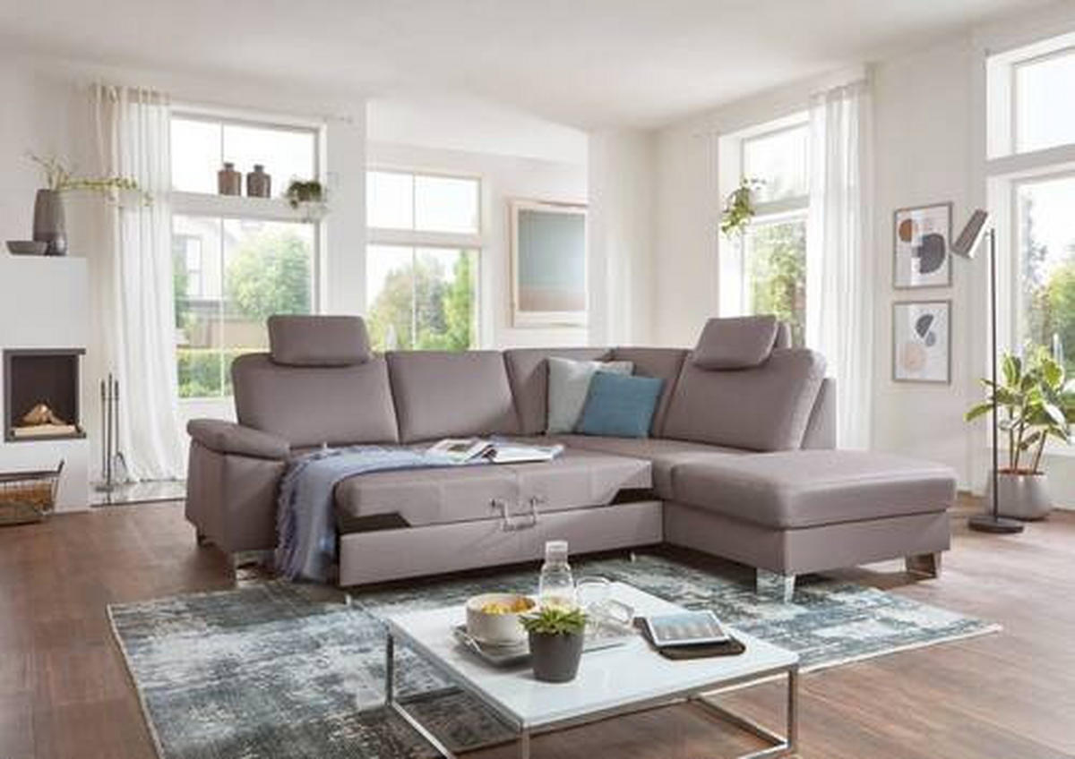 ECKSOFA in Echtleder Hellgrau  248/235 cm  - Beige/Hellgrau, Design, Leder/Metall (248/235cm) - Beldomo Premium