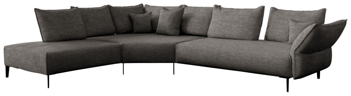 ECKSOFA  in Chenille, Flachgewebe Dunkelbraun  272/340 cm  - Dunkelbraun/Schwarz, MODERN, Textil/Metall (272/340cm) - W.Schillig