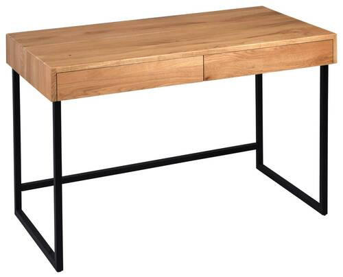 KONSOLENTISCH Wildeiche massiv Schwarz, Wildeiche  - Wildeiche/Schwarz, Natur, Holz/Metall (120/60/75cm) - Livetastic