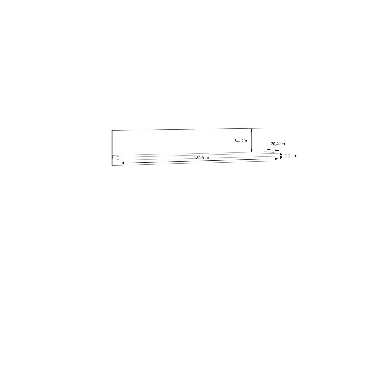 STENSKA POLICA - barve hrasta, Moderno, leseni material (125/25,6/21,9cm) - Hom`in