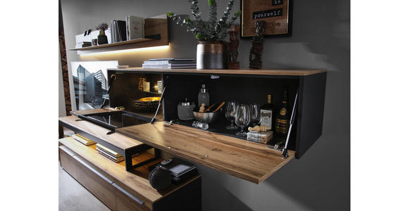WOHNWAND in Grau, Eichefarben - Eichefarben/Grau, MODERN, Holzwerkstoff/Metall (319/178/50cm) - Hom`in