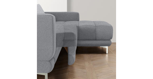 ECKSOFA in Webstoff Grau  260/187 cm  - Chromfarben/Grau, Design, Textil/Metall (260/187cm) - Xora