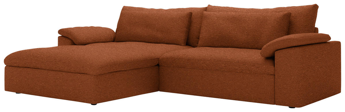 ECKSOFA Flachgewebe Rostfarben  - Rostfarben/Schwarz, Modern, Kunststoff/Textil (198/306cm) - Carryhome