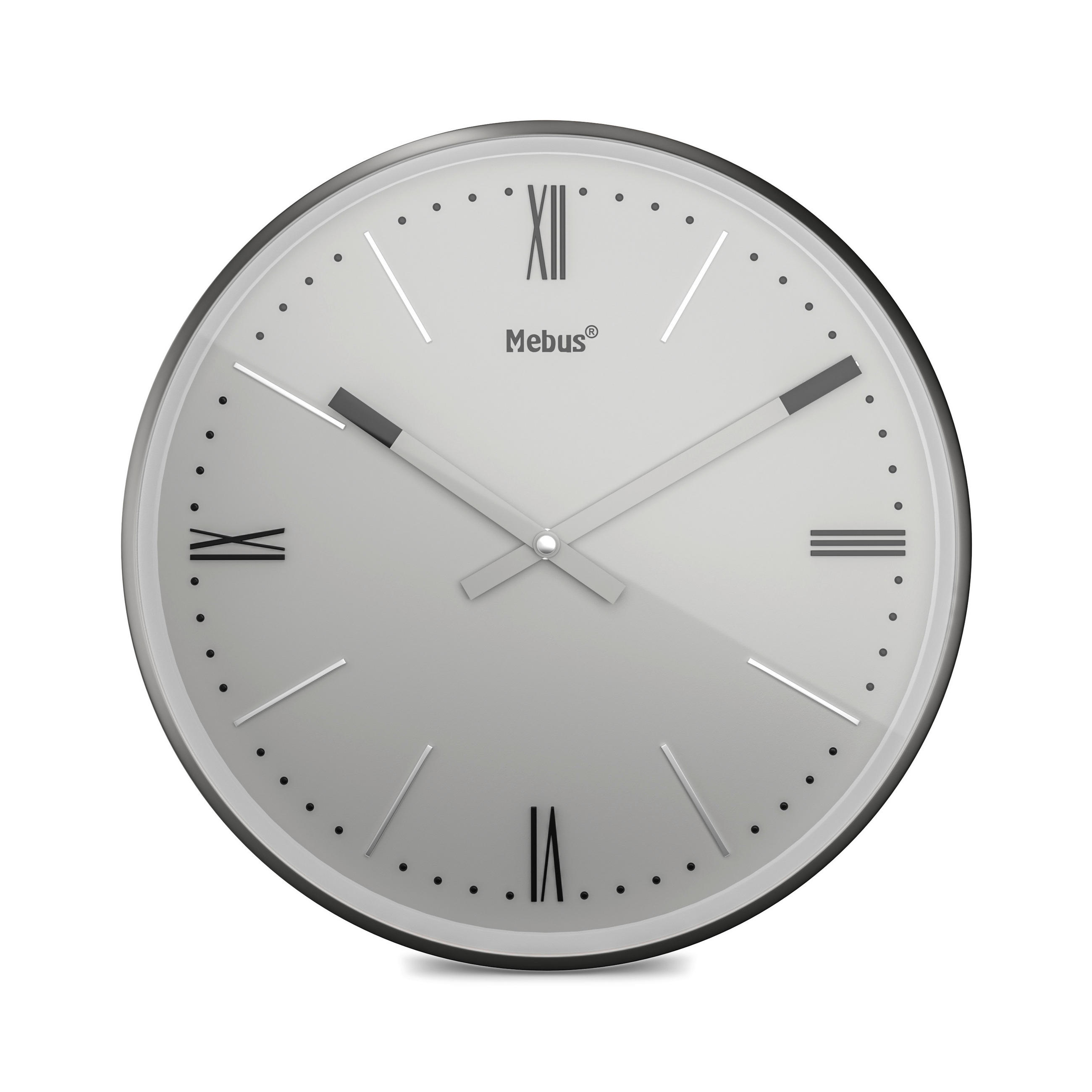 WANDUHR 25 cm   - Silberfarben/Weiß, Basics, Kunststoff (25cm)