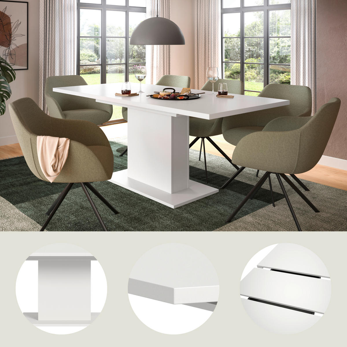 AUSZIEHTISCH in Holzwerkstoff 150-190/90/76 cm  - Weiß, KONVENTIONELL, Holzwerkstoff (150-190/90/76cm) - MID.YOU