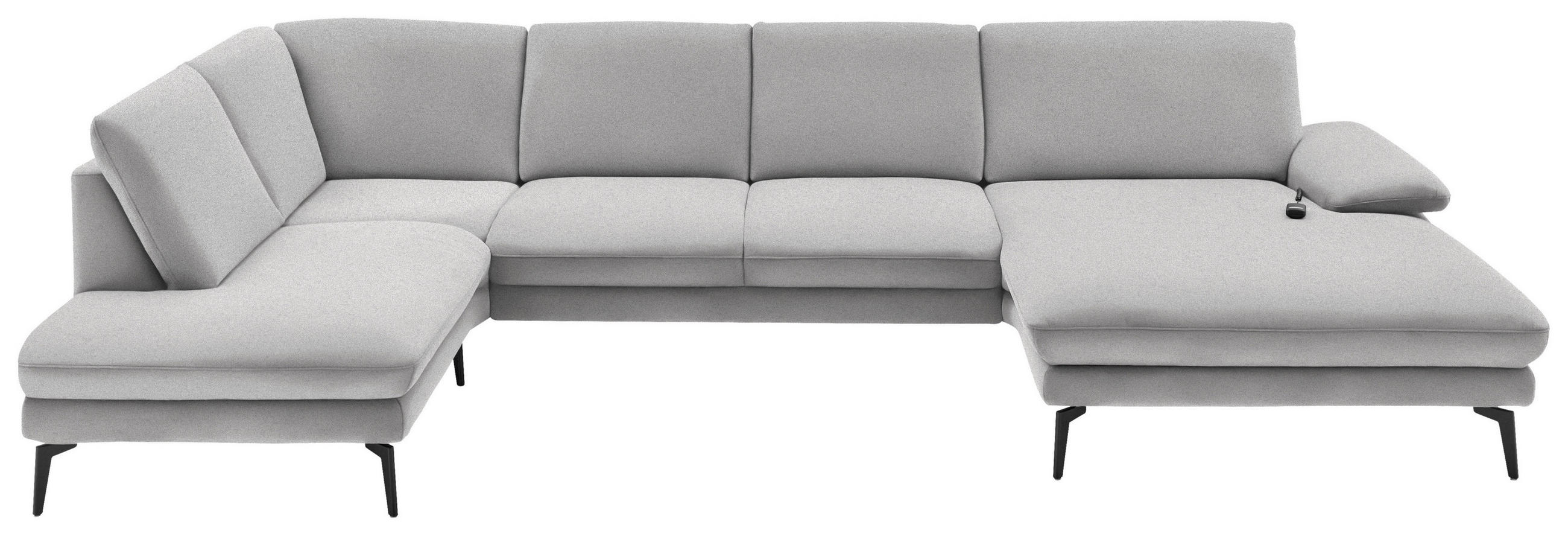 WOHNLANDSCHAFT Hellgrau Webstoff  - Hellgrau/Schwarz, Design, Textil/Metall (208/344/180cm) - Dieter Knoll