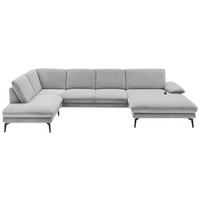 WOHNLANDSCHAFT in Webstoff Hellgrau  - Hellgrau/Schwarz, Design, Textil/Metall (208/344/180cm) - Dieter Knoll