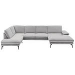 WOHNLANDSCHAFT Hellgrau Webstoff  - Hellgrau/Schwarz, Design, Textil/Metall (208/344/180cm) - Dieter Knoll