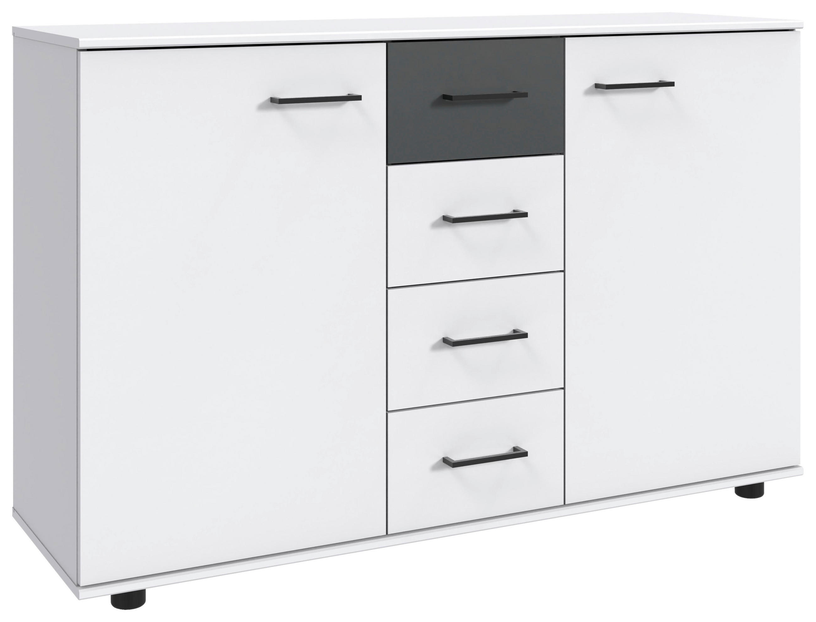 KOMMODE 130/83/41 cm  in Graphitfarben, Weiss  - Weiss/Schwarz, Konventionell, Holzwerkstoff/Kunststoff (130/83/41cm) - Carryhome