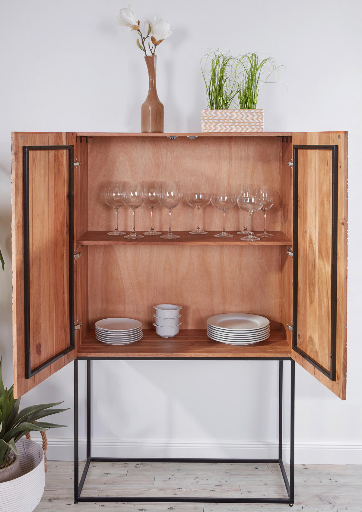 HIGHBOARD  in 90/150/38 cm  - Schwarz/Naturfarben, LIFESTYLE, Holz/Metall (90/150/38cm) - Landscape