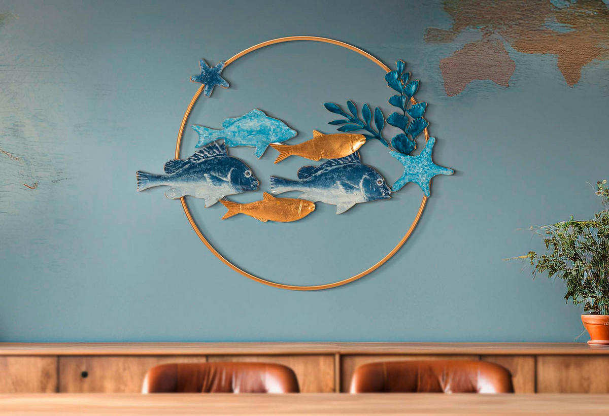 Wanddeko Marine Metall, Holzwerkstoff  - Basics, Holzwerkstoff/Metall (77/5/63cm)