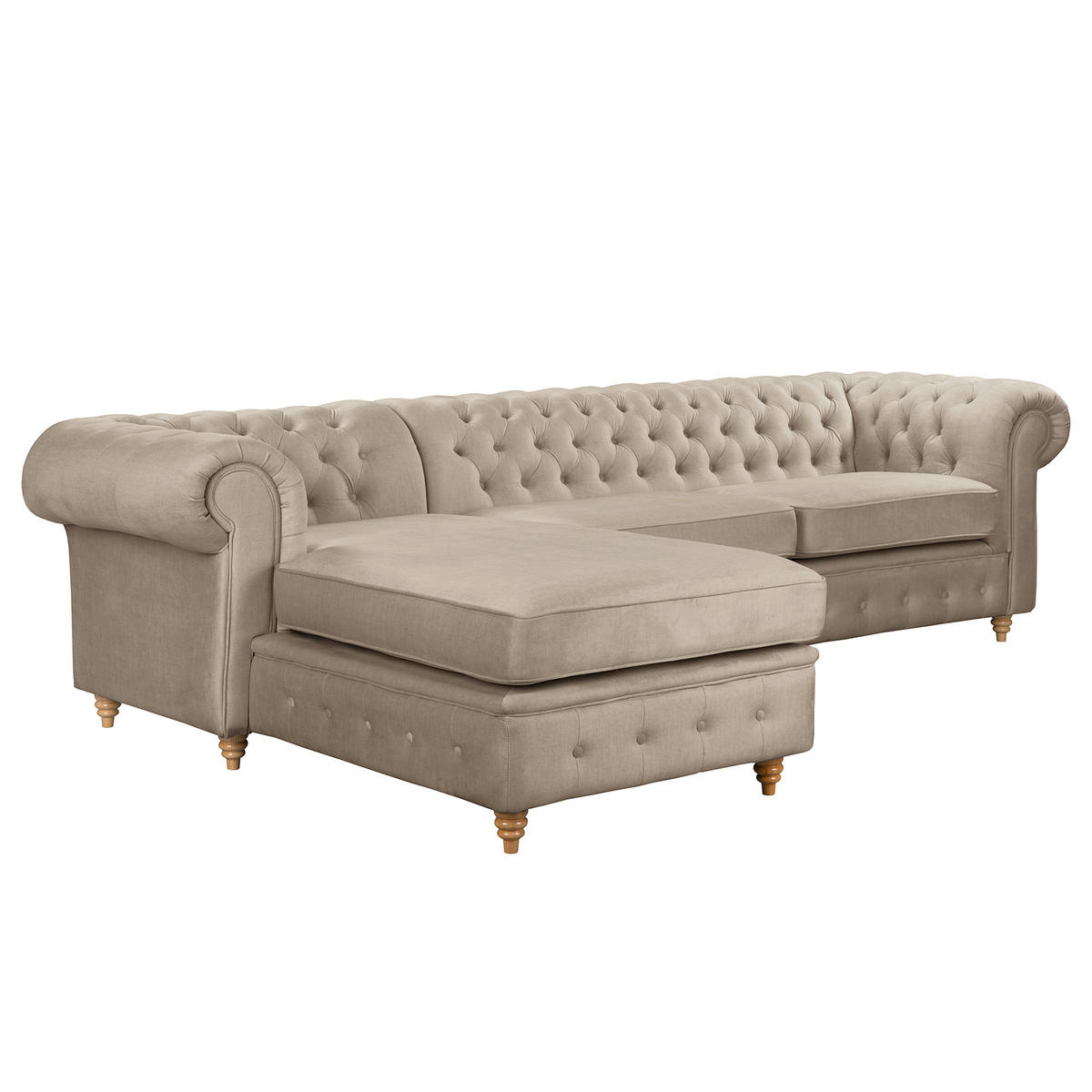ECKSOFA Mikrofaser Taupe  - Taupe/Braun, Design, Holz/Textil (182/284cm) - P & B