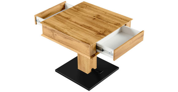 COUCHTISCH in Metall, Holzwerkstoff 70/70/46,5-66 cm  - Eichefarben/Schwarz, Design, Holzwerkstoff/Metall (70/70/46,5-66cm) - Carryhome