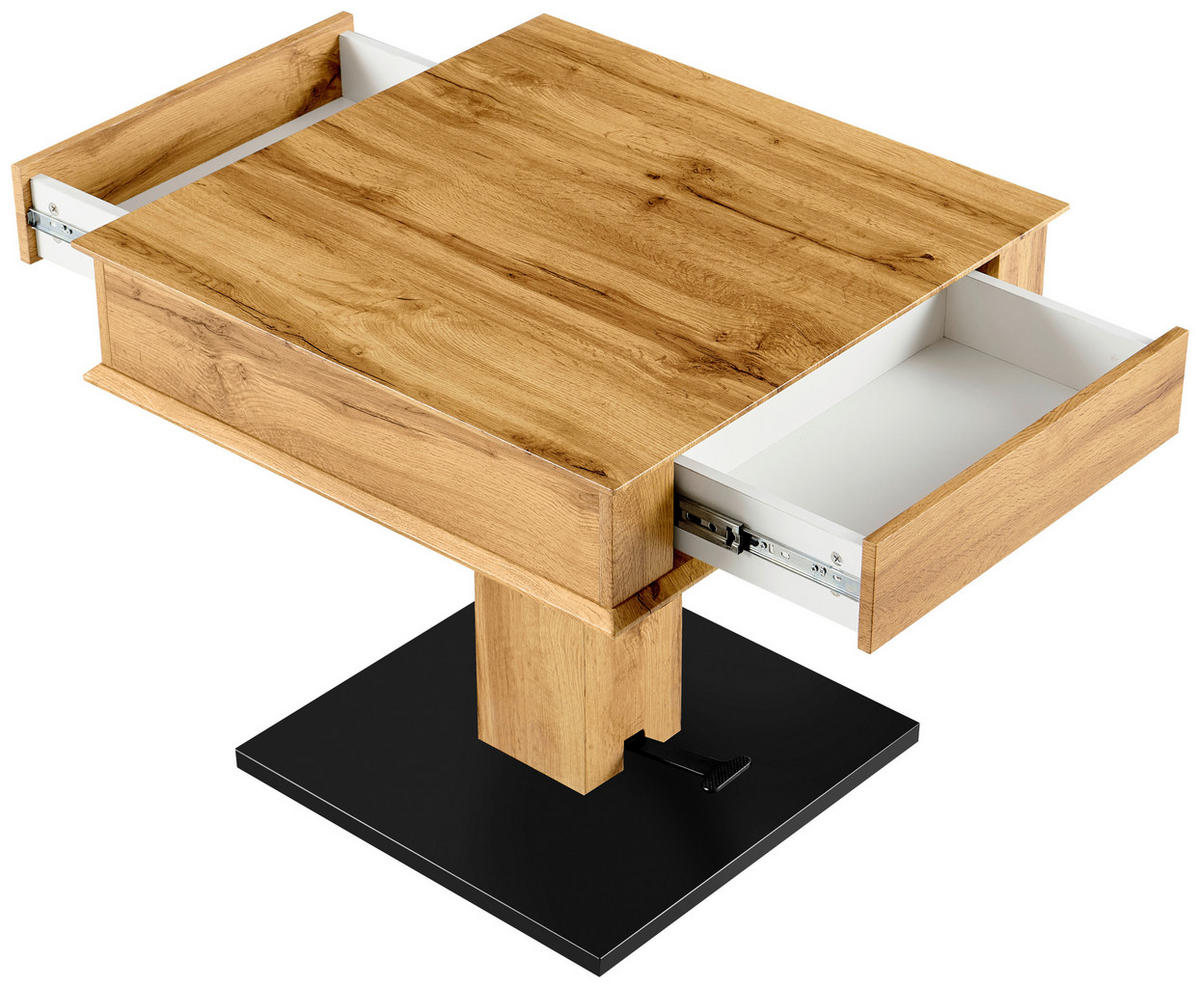 KONFERENČNÝ STOLÍK, čierna, farba duba, kov, papier, kompozitné drevo, 70/70/68 cm - čierna/farba duba, Design, kov/kompozitné drevo (70/70/68cm) - Carryhome