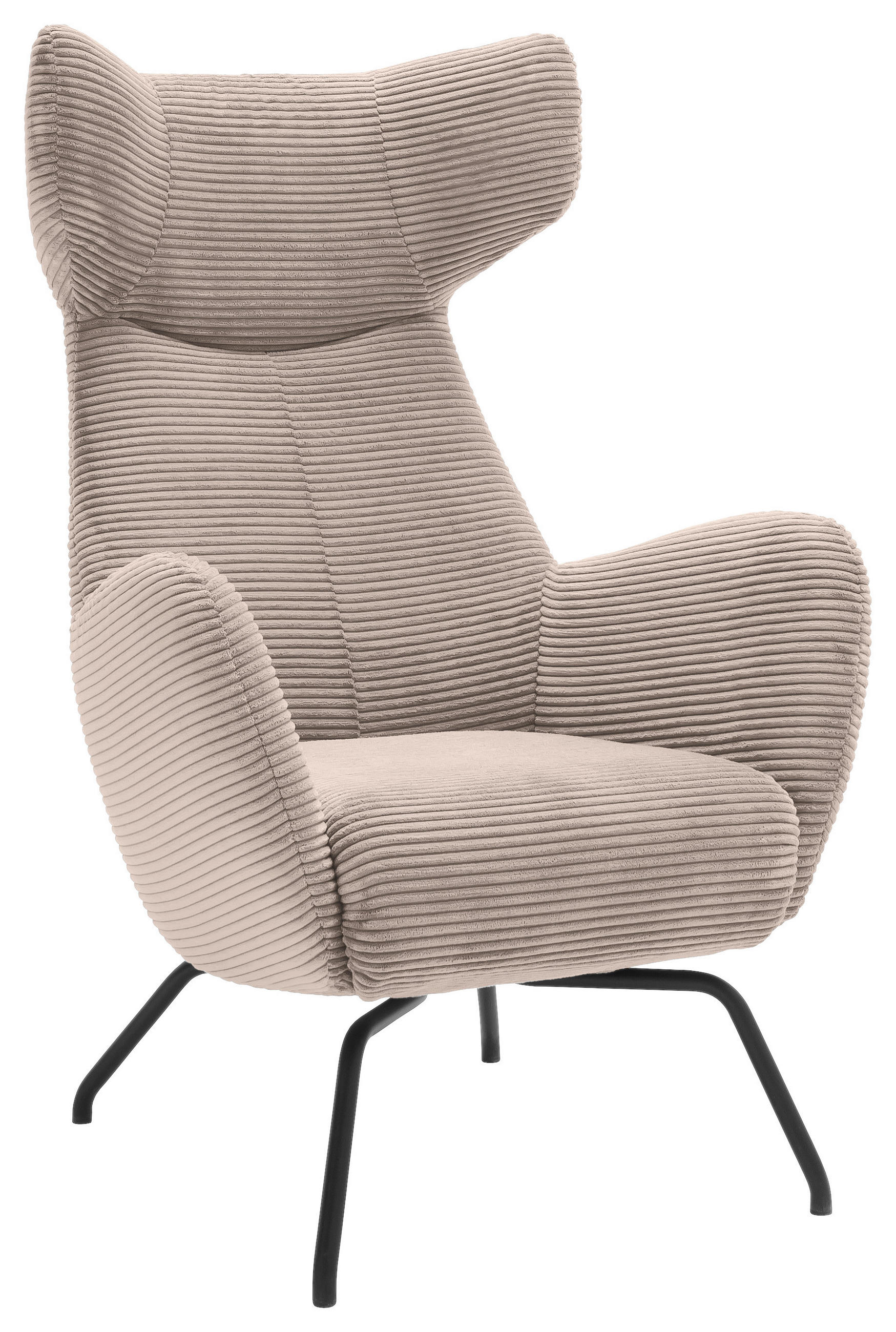 OHRENSESSEL Cord Taupe    - Taupe/Schwarz, Design, Textil/Metall (79/117/82cm) - Pure Home Lifestyle
