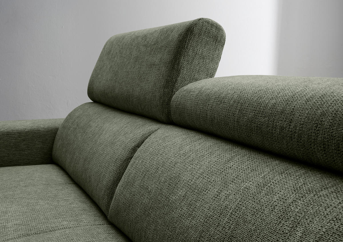 ECKSOFA Dunkelgrün Chenille  - Dunkelgrün/Schwarz, KONVENTIONELL, Textil/Metall (276/188cm) - Livetastic