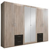 DREHTÜRENSCHRANK 270/210/58 cm 6-türig Graphitfarben, Eichefarben  - Eichefarben/Silberfarben, Design, Glas/Holzwerkstoff (270/210/58cm) - MID.YOU