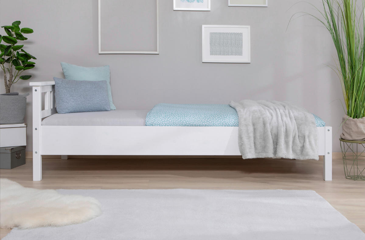 Bett Merci ca. 100x200 cm 100/200 cm  in Weiss   - Weiss, Konventionell, Holz (100/200cm) - MID.YOU