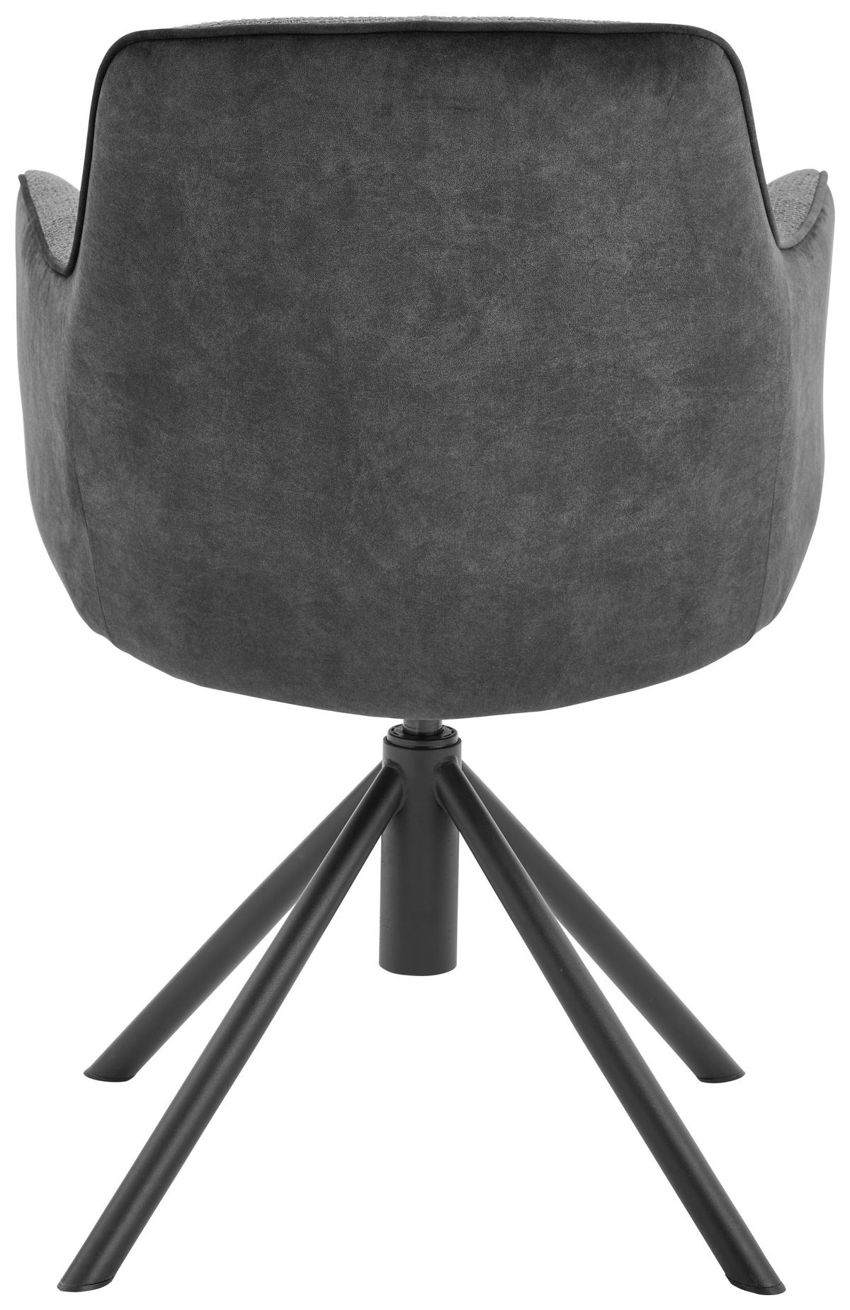 ARMLEHNSTUHL  in Eisen Flachgewebe  - Anthrazit/Schwarz, Design, Textil/Metall (60/88/64cm) - Novel