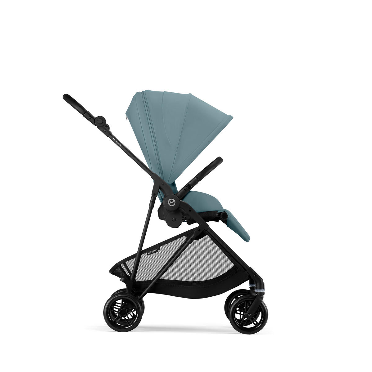 KINDERWAGEN  Melio Carbon  Stormy Blue  - Pastellblau/Schwarz, Basics, Textil/Metall (82-91/49/96,5-107cm) - cybex GOLD