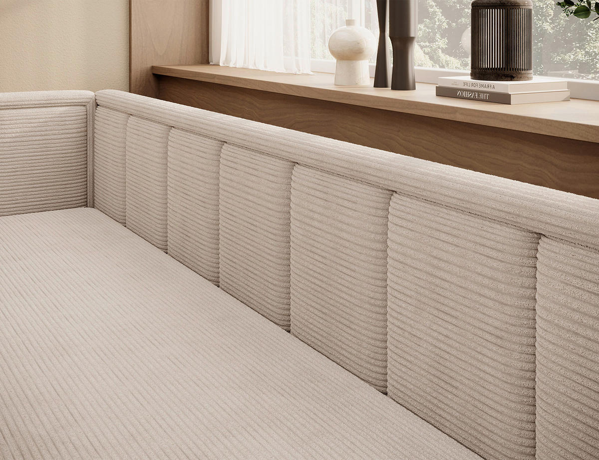 RÉCAMIERE Cord Beige  - Beige/Schwarz, Design, Kunststoff/Textil (82/77/214cm) - MID.YOU